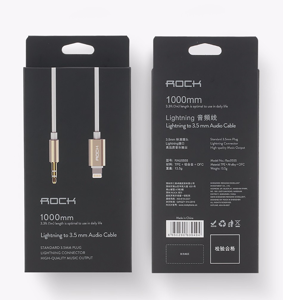 Rock 3.5mm iPhone Audiokabel Lightning